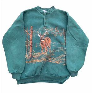 Vintage sweater long sleeve green cat sweater